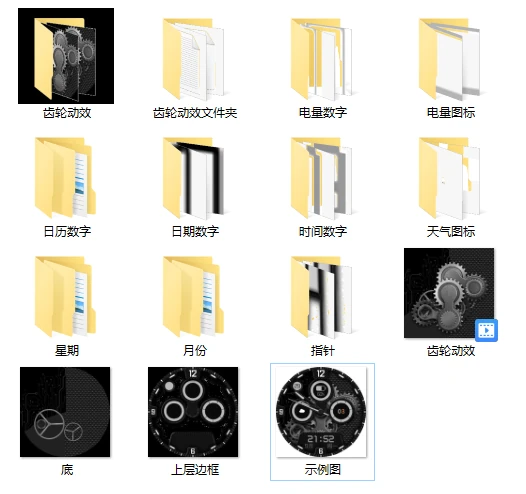 机械表盘按图层和信息类型拆分的交付目录