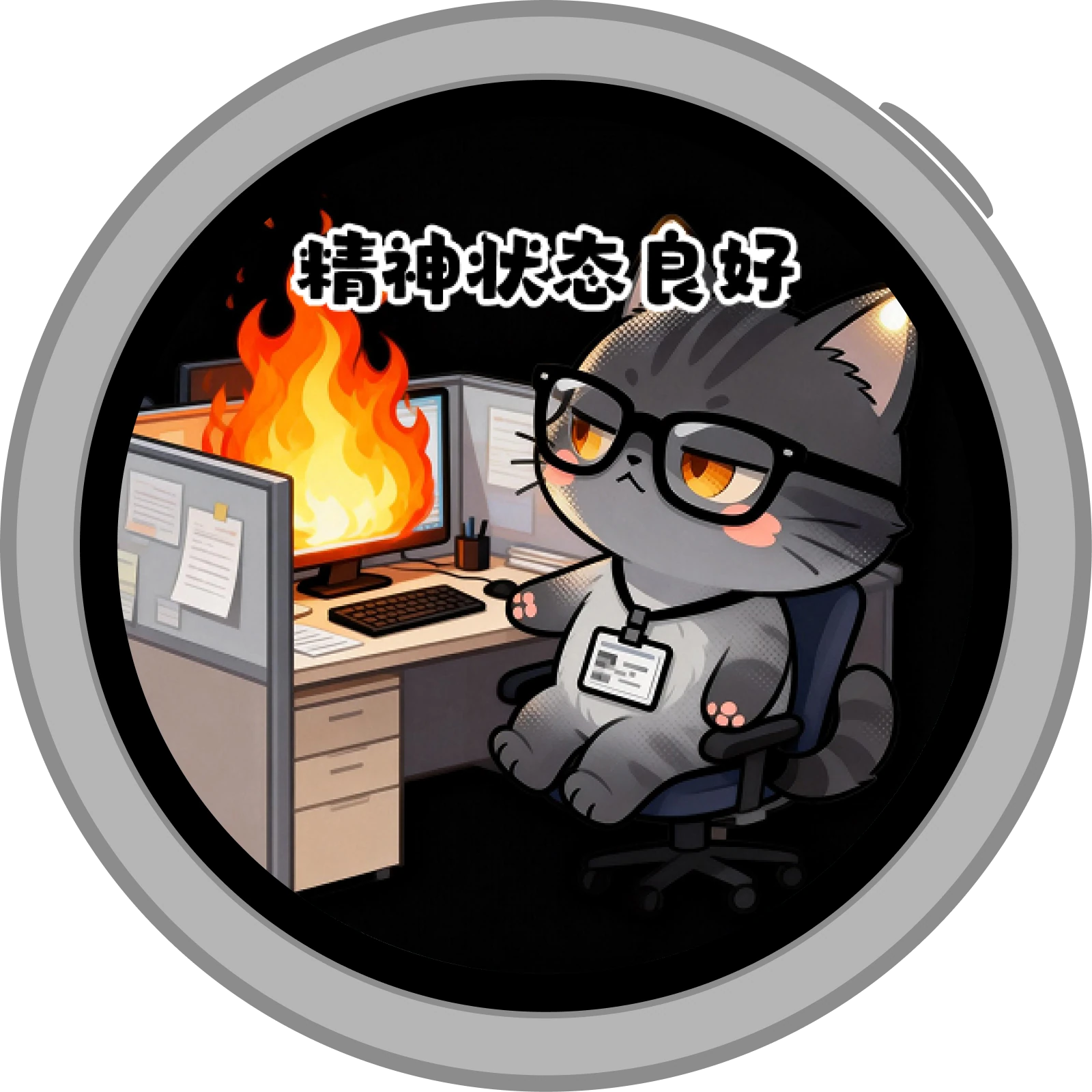 工作猫每日心情表情显示在副屏上